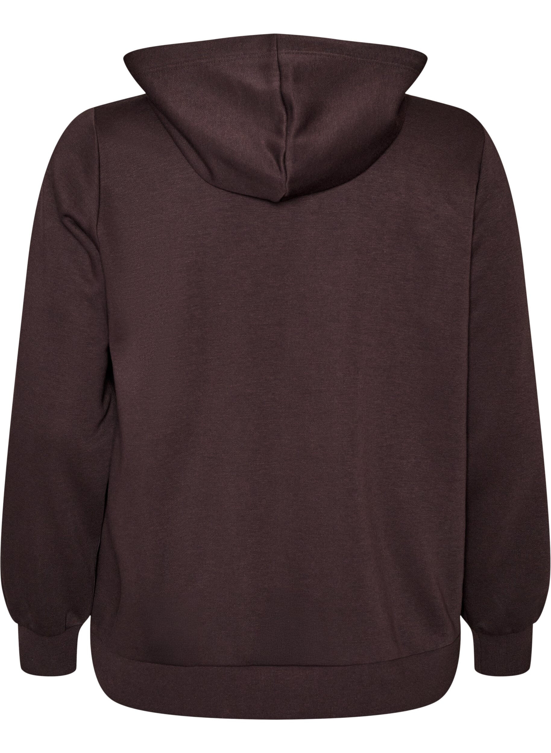 ZizziSweatshirt met capuchon, ritssluiting en zakken, Bruin, Packshot image number 1