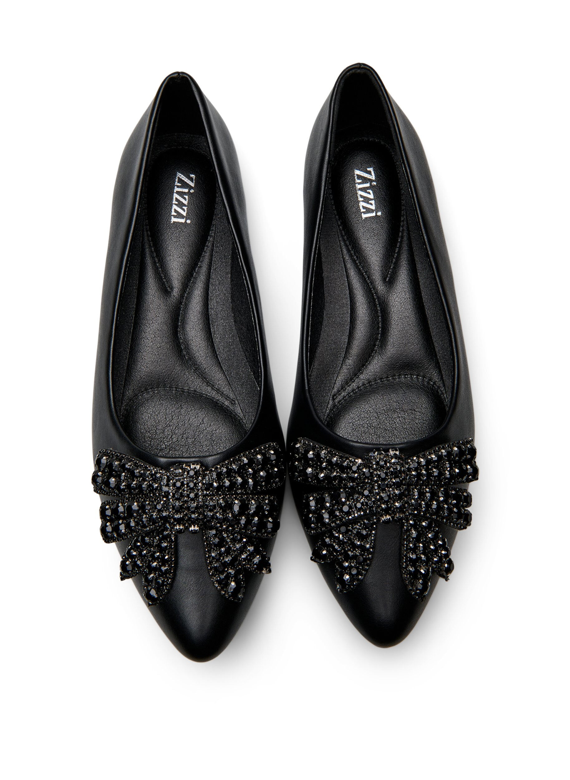 ZizziLarge - Ballerine avec n&oelig;ud et strass, Noir, Packshot image number 2