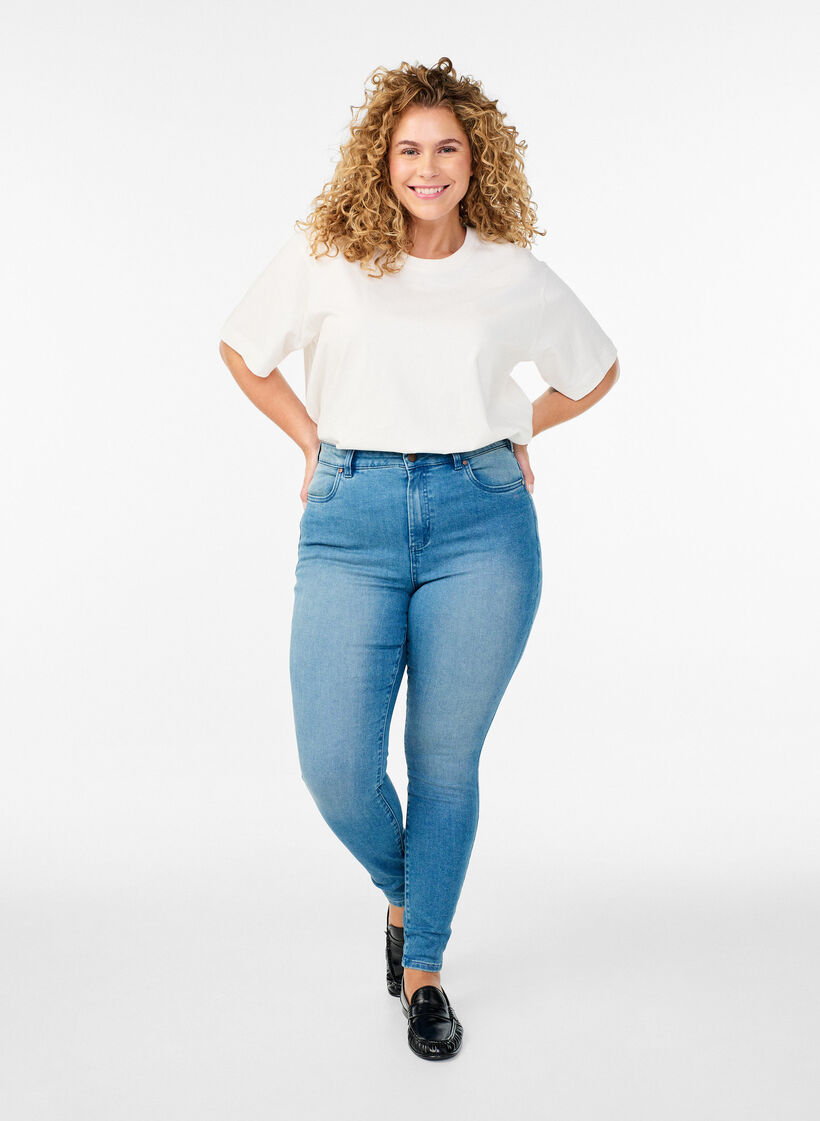 Jean Amy super slim &agrave; taille haute, Bleu Clair, Model image number 0