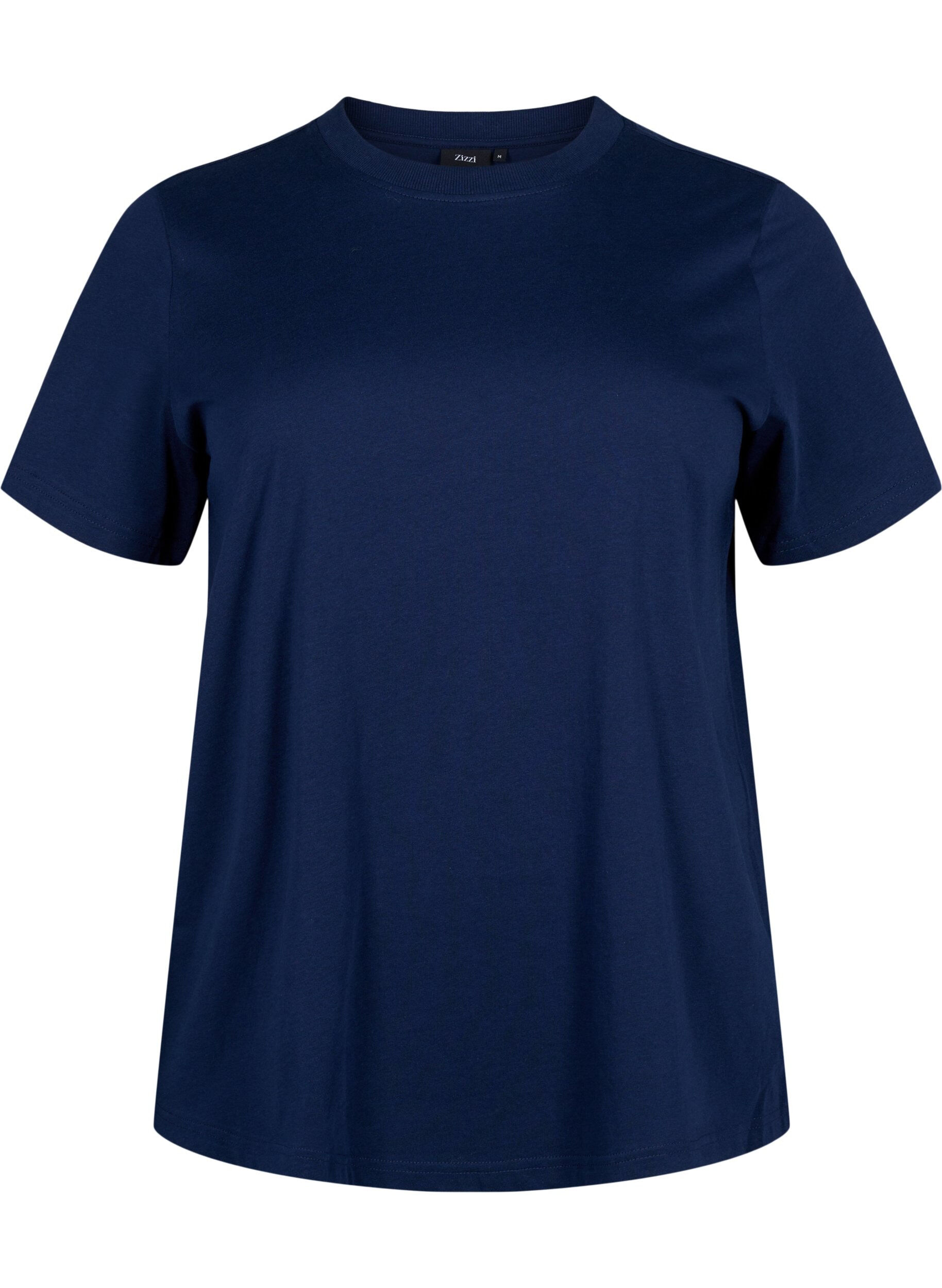 ZizziBasic katoenen T-shirt met ronde hals, Blauw, Packshot image number 0