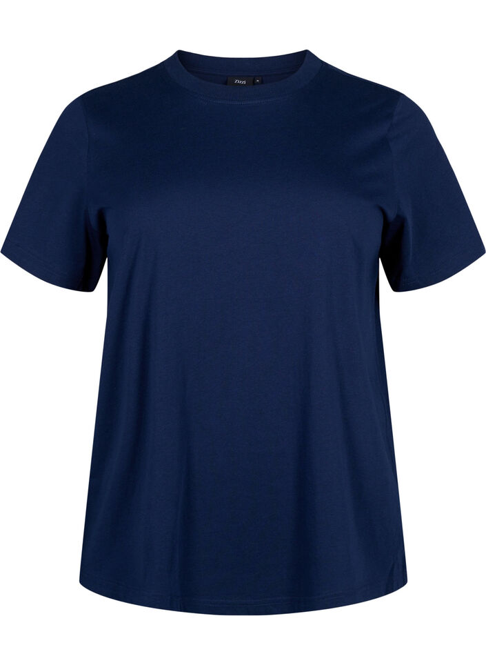 Basic katoenen T-shirt met ronde hals, Blauw, Packshot image number 0