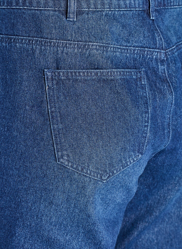 Straight-fit jeans met rhinestones en een hoge taille, Dark Blue, Packshot