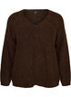 Gebreide blouse met V-hals en raglanmouwen, Bruin, Packshot image number 0