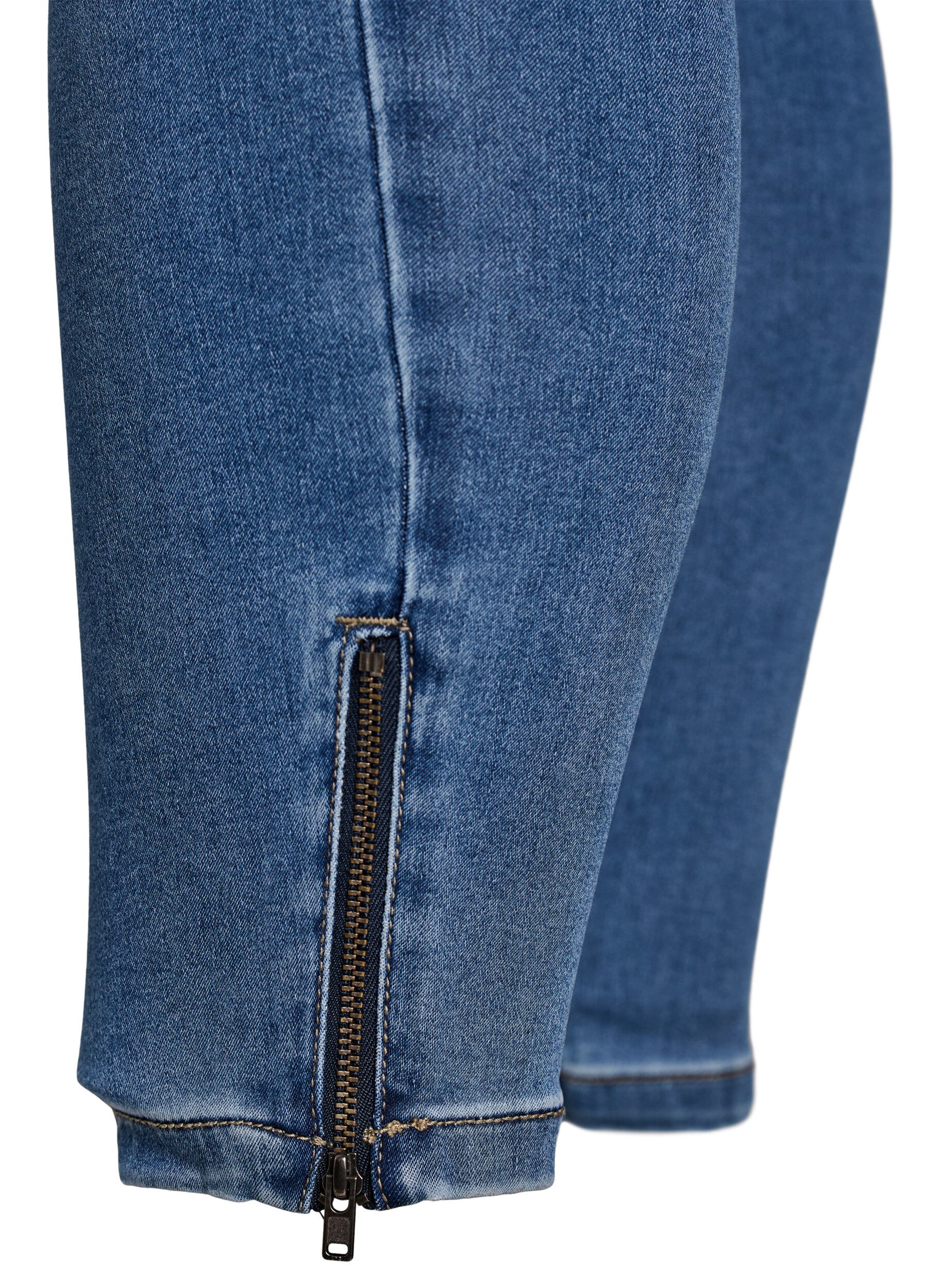 ZizziGecropte Amy jeans met ritssluiting details, Blauw, Packshot image number 4