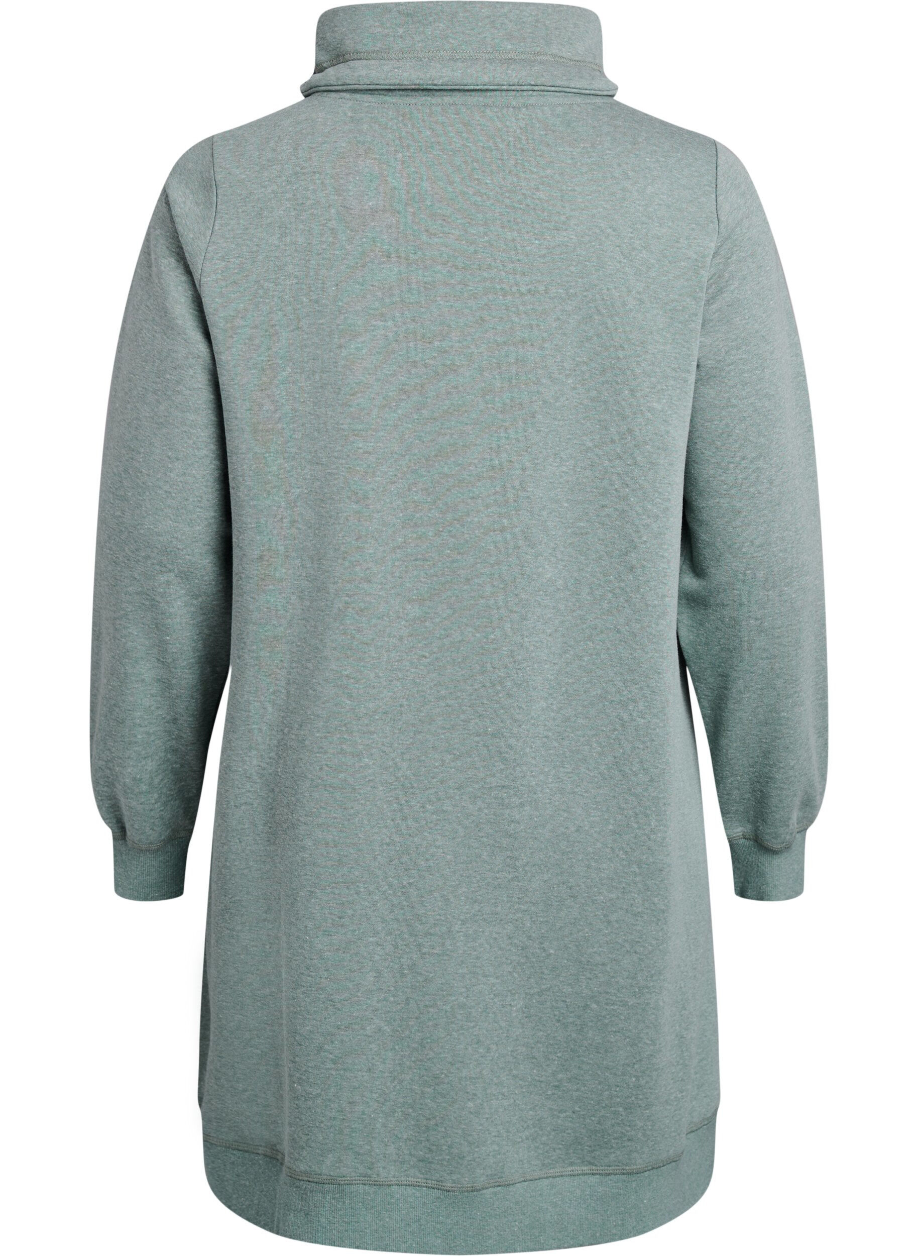 ZizziKort sweatshirt jurk met hoge kraag en zakken, Groen, Packshot image number 1