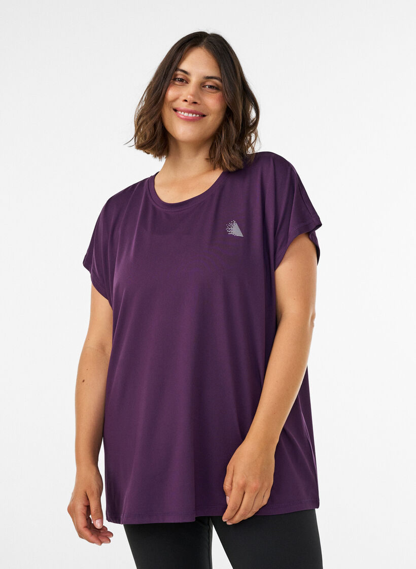 Effen gekleurd trainingsshirt, Paars, Model image number 0