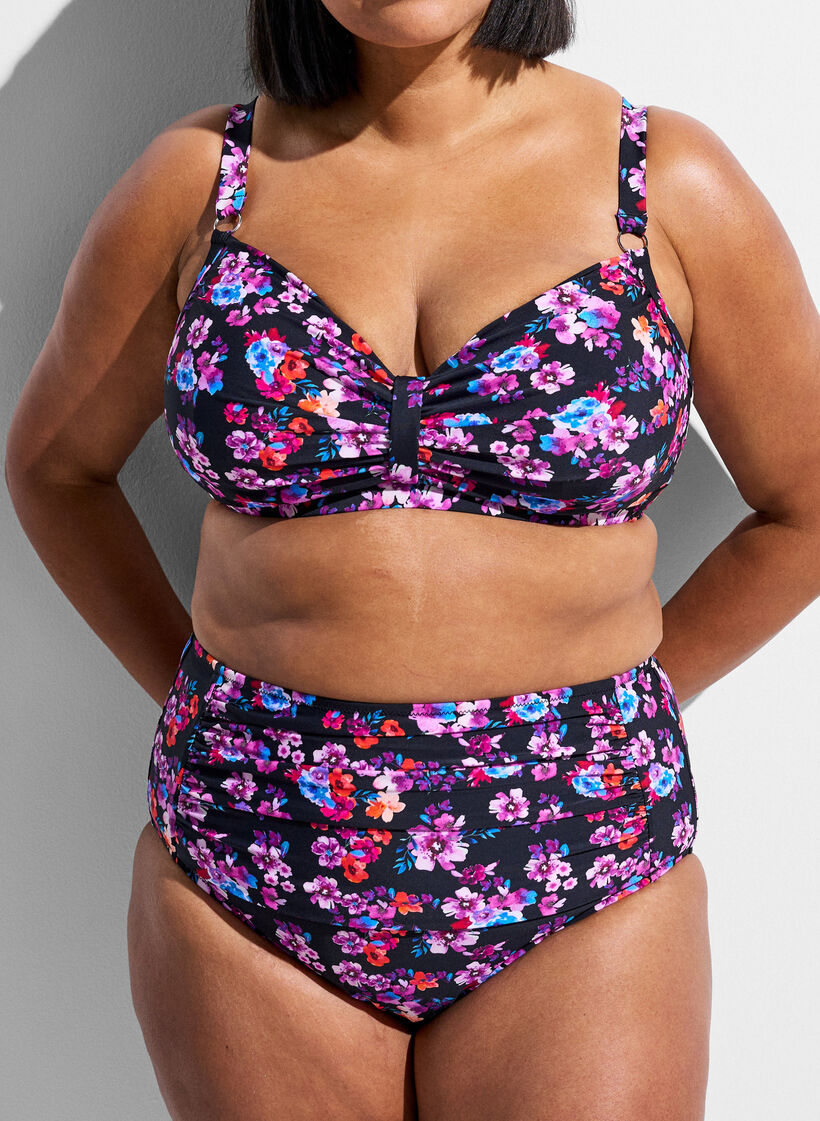 Bikinitop met beugel en patroon, Paars, Model image number 3