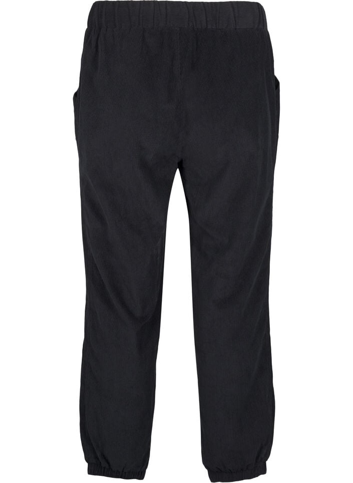 Corduroy broek met een elastische tailleband, Black, Packshot