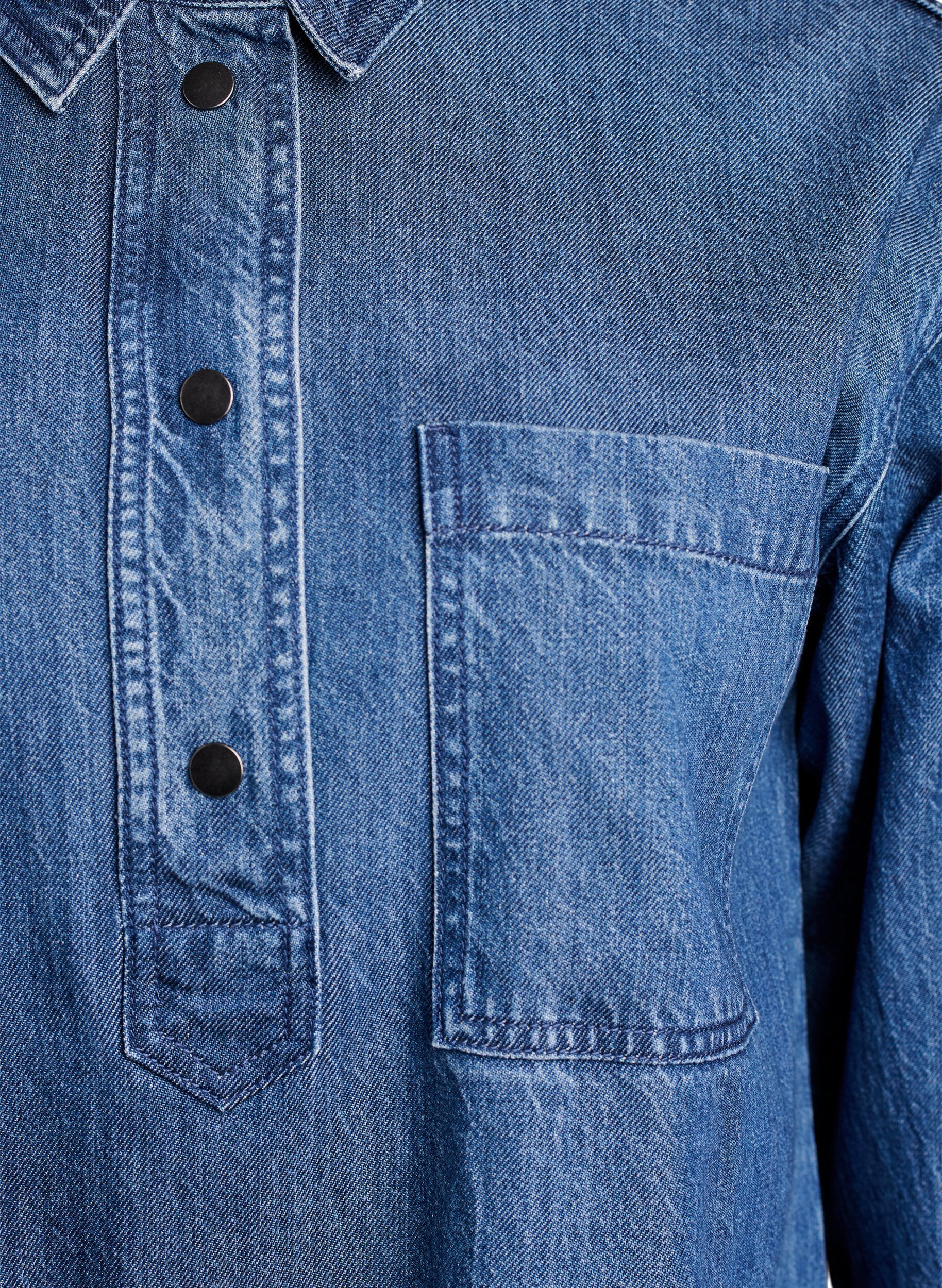ZizziLos denimshirt met 3/4-mouwen, Blauw, Packshot image number 2