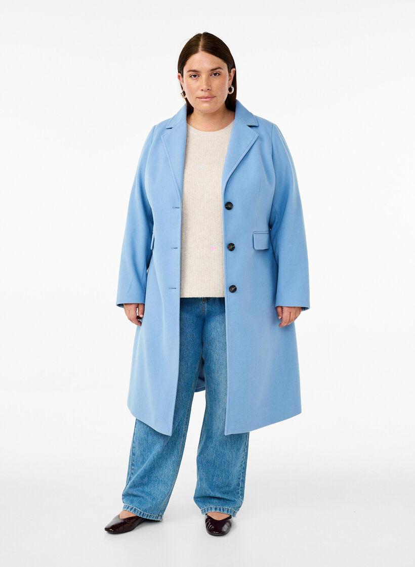 Lange jas met een split aan de achterkant, Della Robbia Blue, Model