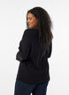 Fijngebreid vest met stofbeklede knopen, Zwart, Model image number 2