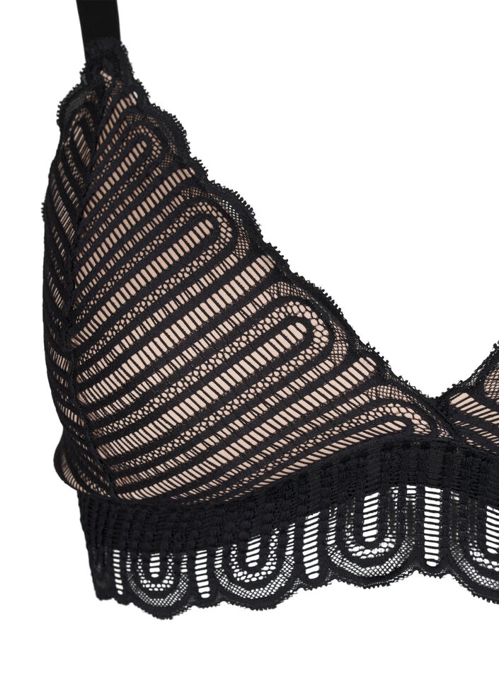 Bralette met kant en zachte vulling, Black, Packshot