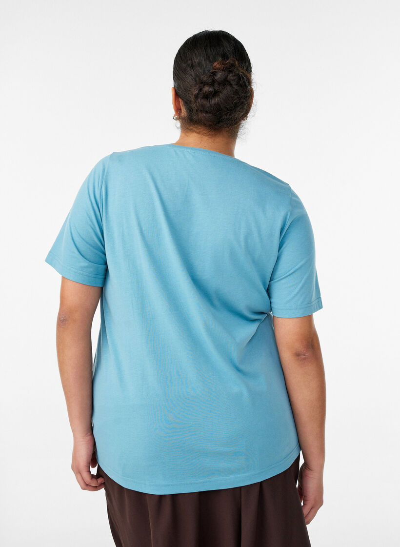 T-shirt met motief, Blauw, Model image number 2