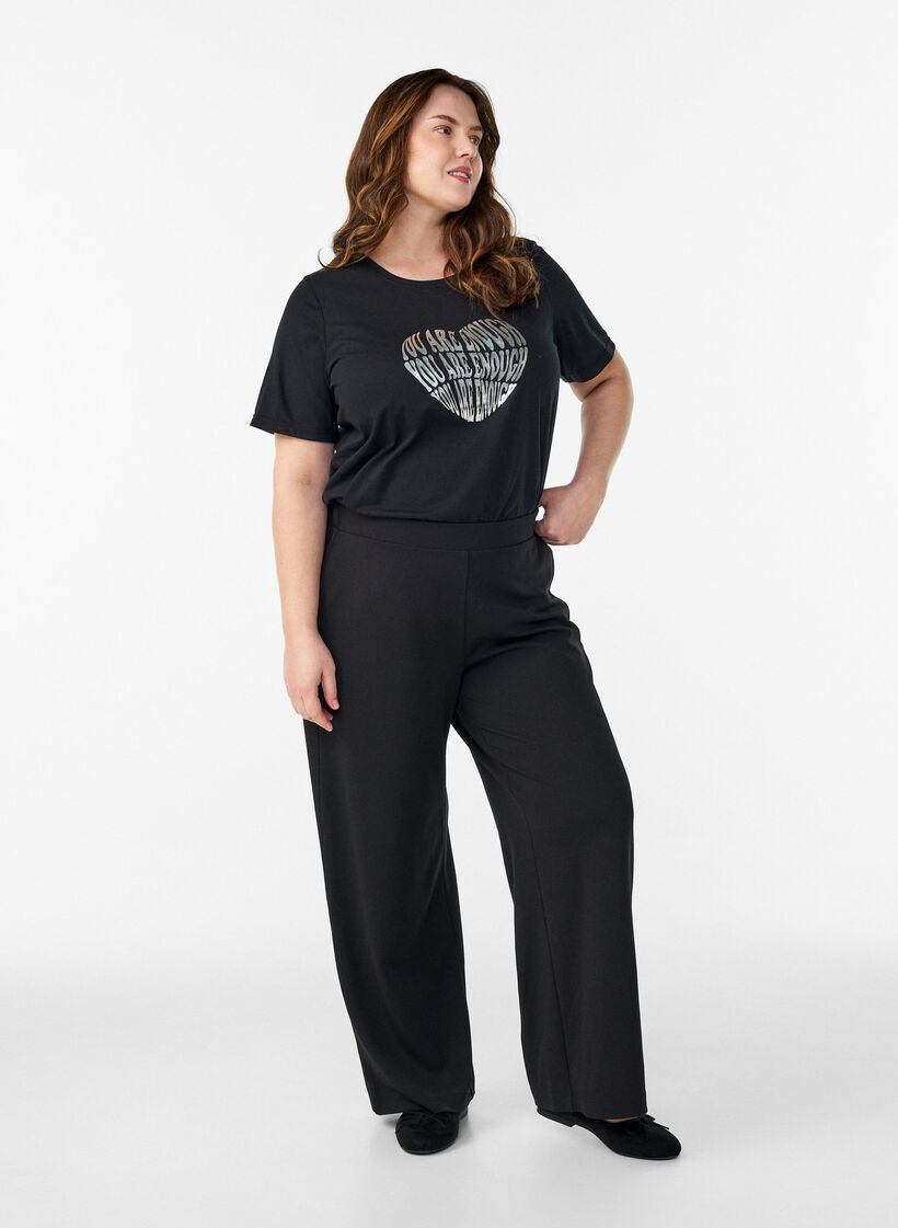 Broek met wijde pijpen, Zwart, Model image number 1