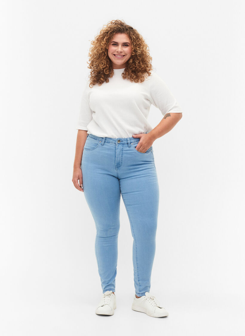 Super slim Amy jeans met hoge taille, Ex Lt Blue, Model image number 0