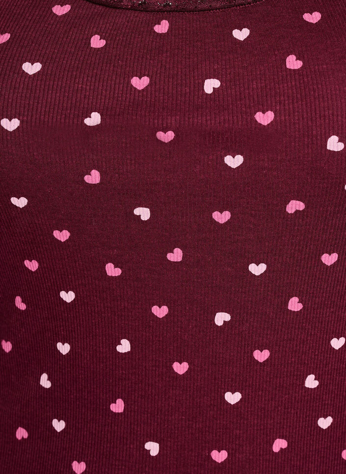 Top met print en kanten rand, Rood, Packshot image number 2