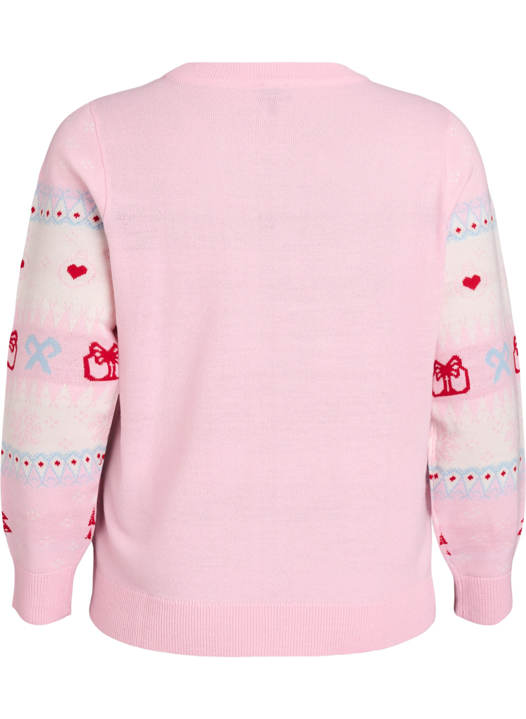 ZizziGebreide blouse met kerstmotief, Roze, Packshot image number 1