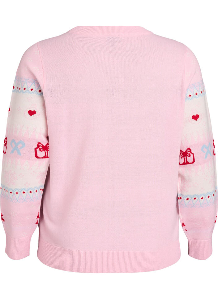 Gebreide blouse met kerstmotief, Roze, Packshot image number 1