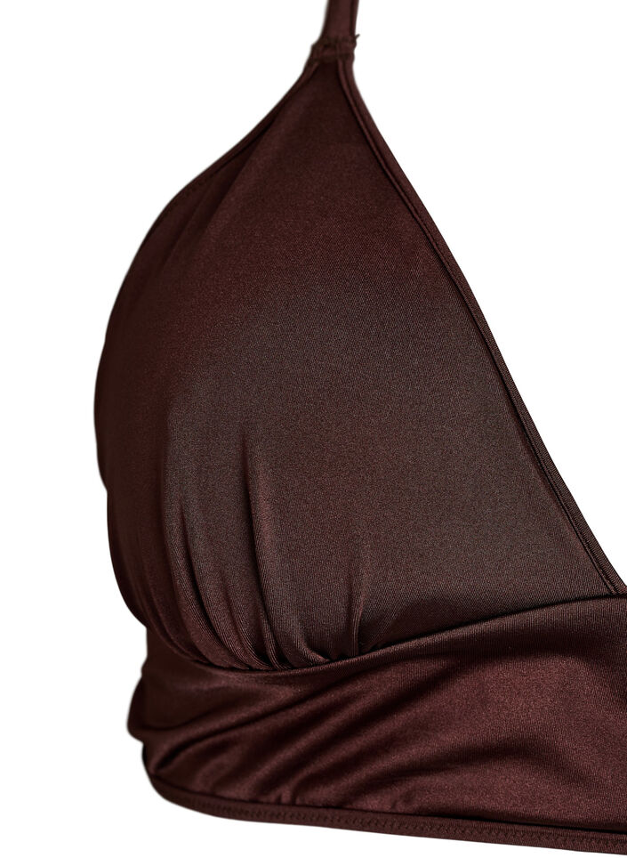 Omkeerbare bikinitop met V-hals en gekruiste bandjes op de rug, Bruin, Packshot