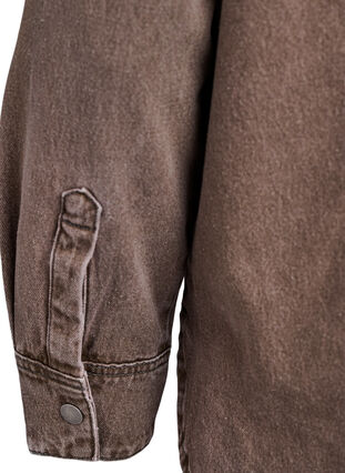 ZizziGekleurde denim shirt met zakken op de borst, Brown Denim, Packshot image number 4