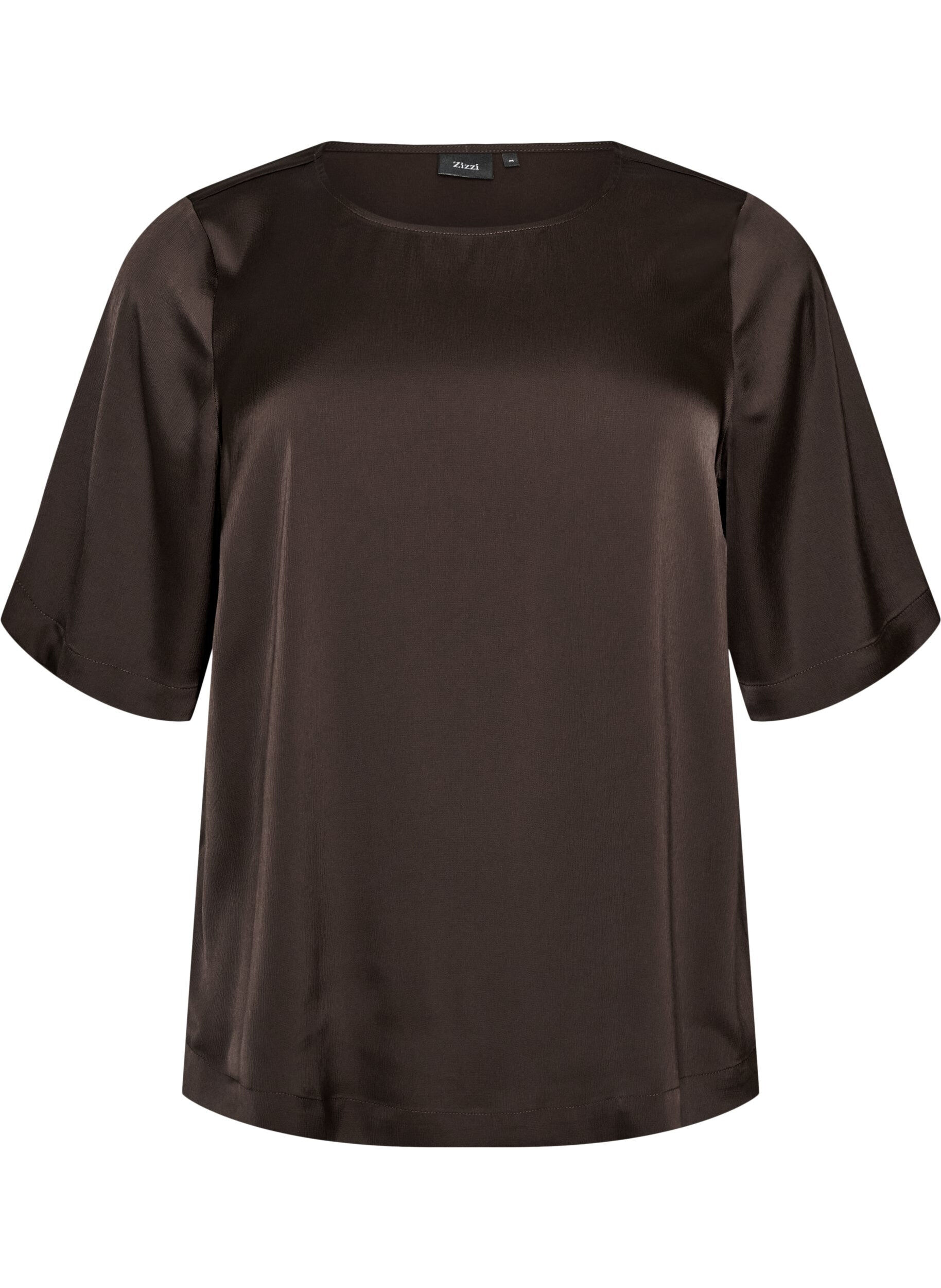 Satijnen blouse met ellebooglange mouwen