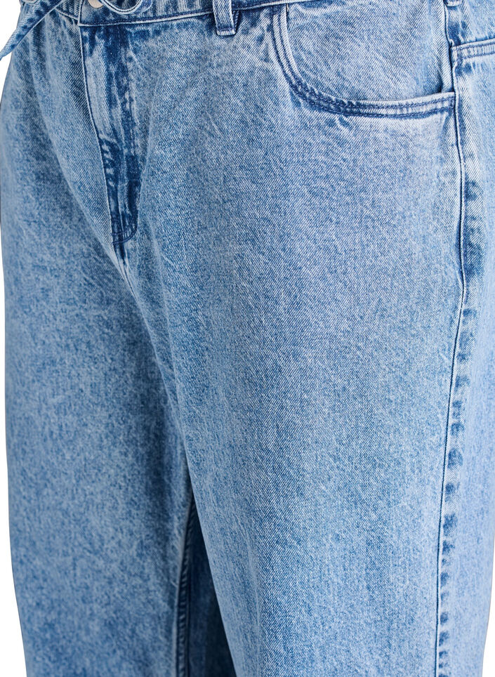 Straight-fit jeans met een strikceintuur, Blauw, Packshot image number 2