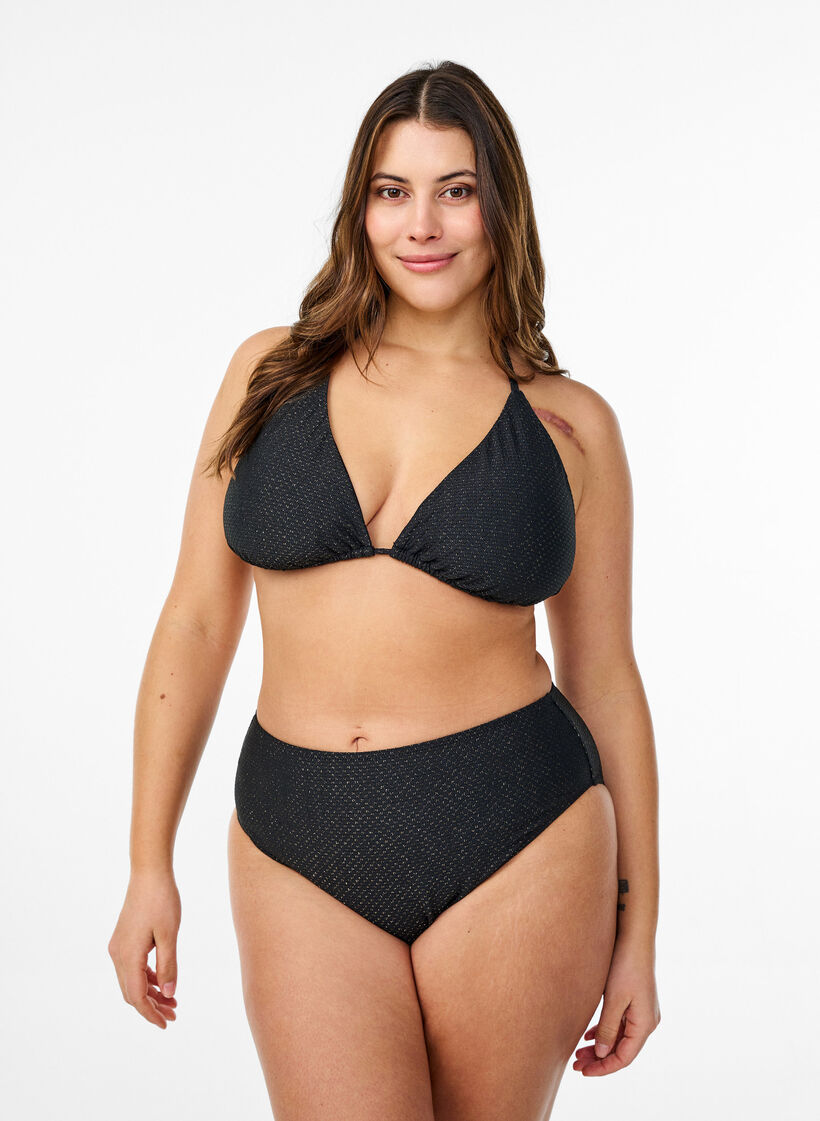 Bikinibroekje met glitter en een tai-snit, Black, Model