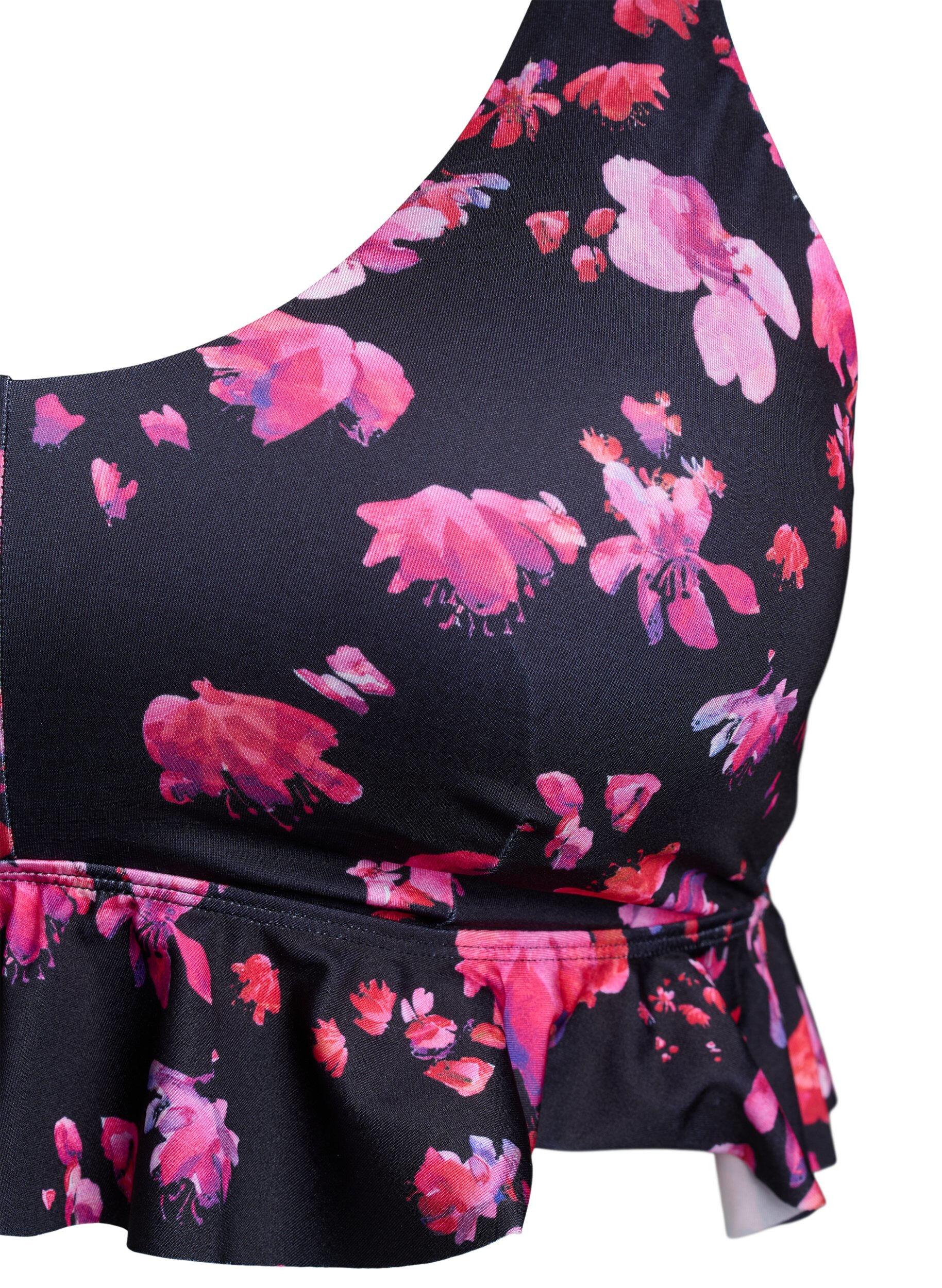 ZizziBloemen bikini top met een ruche afwerking, Roze, Packshot image number 2