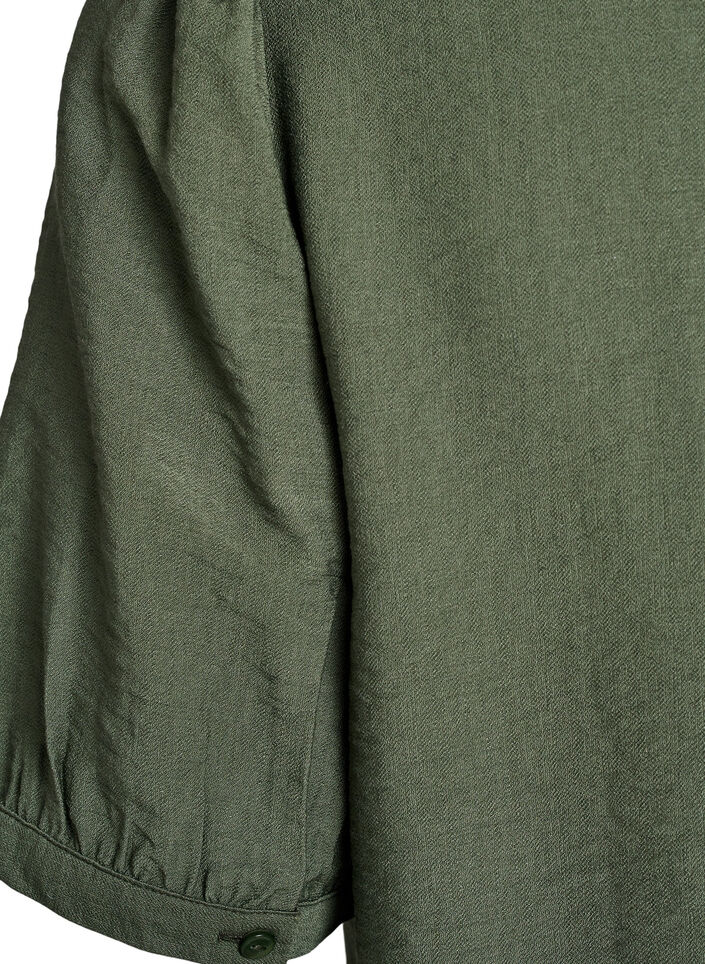 Viscose blouse met 1/2 mouwen, Groen, Packshot image number 3