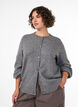 Cardigan in zacht breisel met goudkleurige knopen, Grijs, Model image number 0