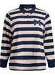 Gestreept poloshirt met badstof details, Birch w. Navy, Packshot image number 0