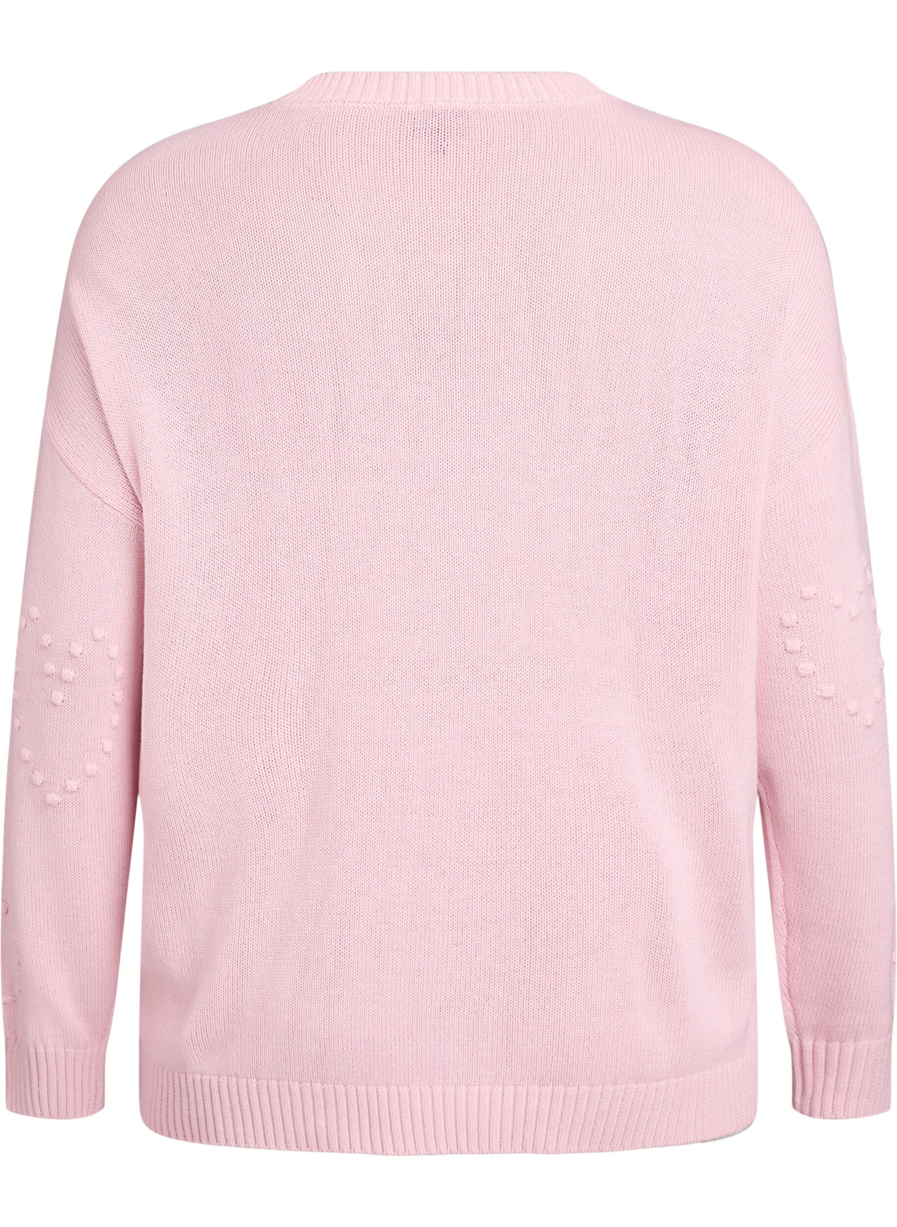 ZizziLos vallende gebreide blouse met hartjespatroon, Roze, Packshot image number 1