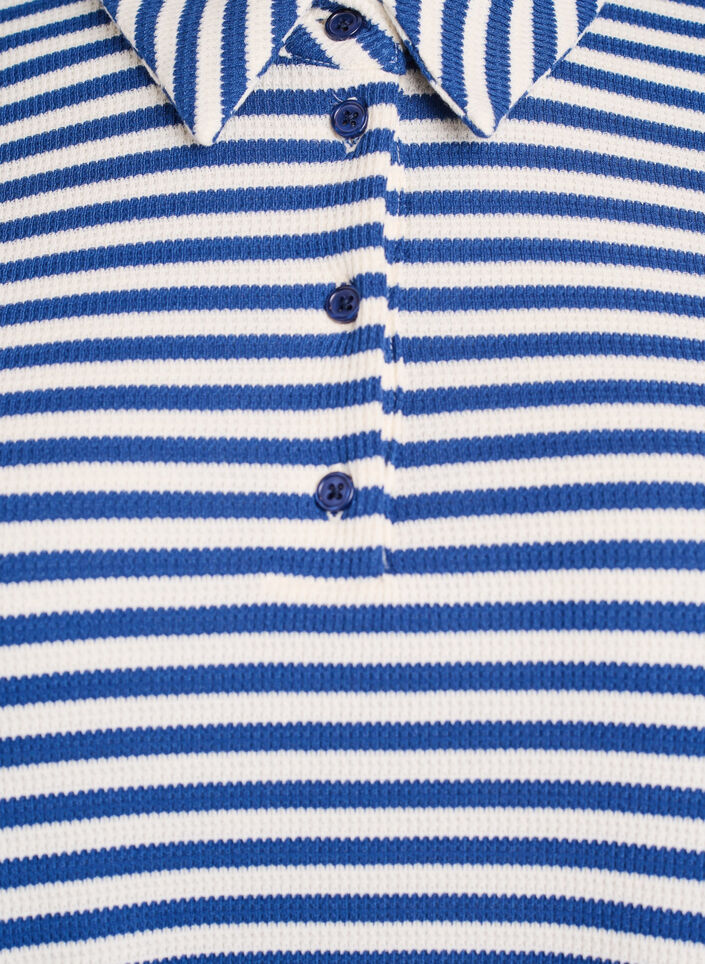 Gestreept poloshirt met korte mouwen, Blue Stripe, Packshot