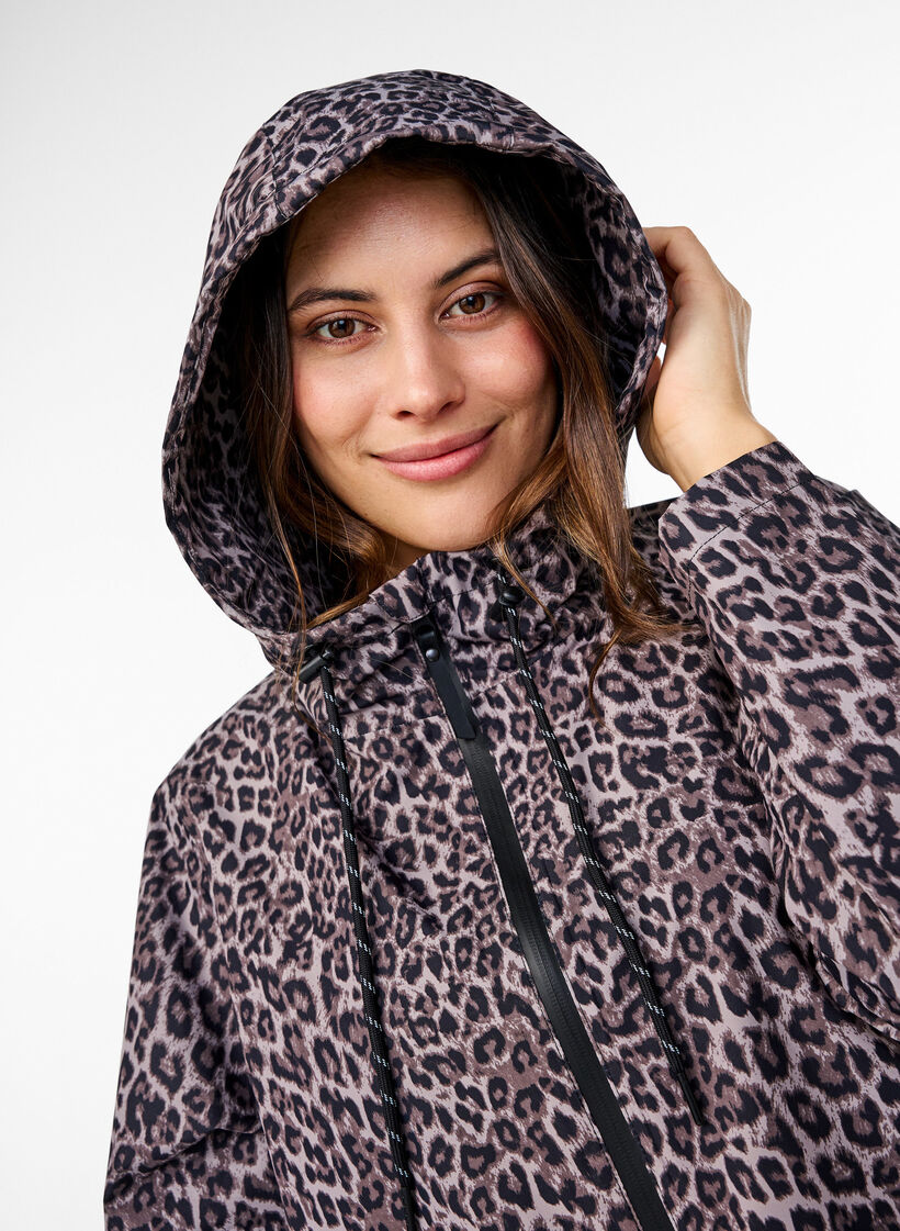 Regenjas met zakken en capuchon, Bruin, Model image number 3