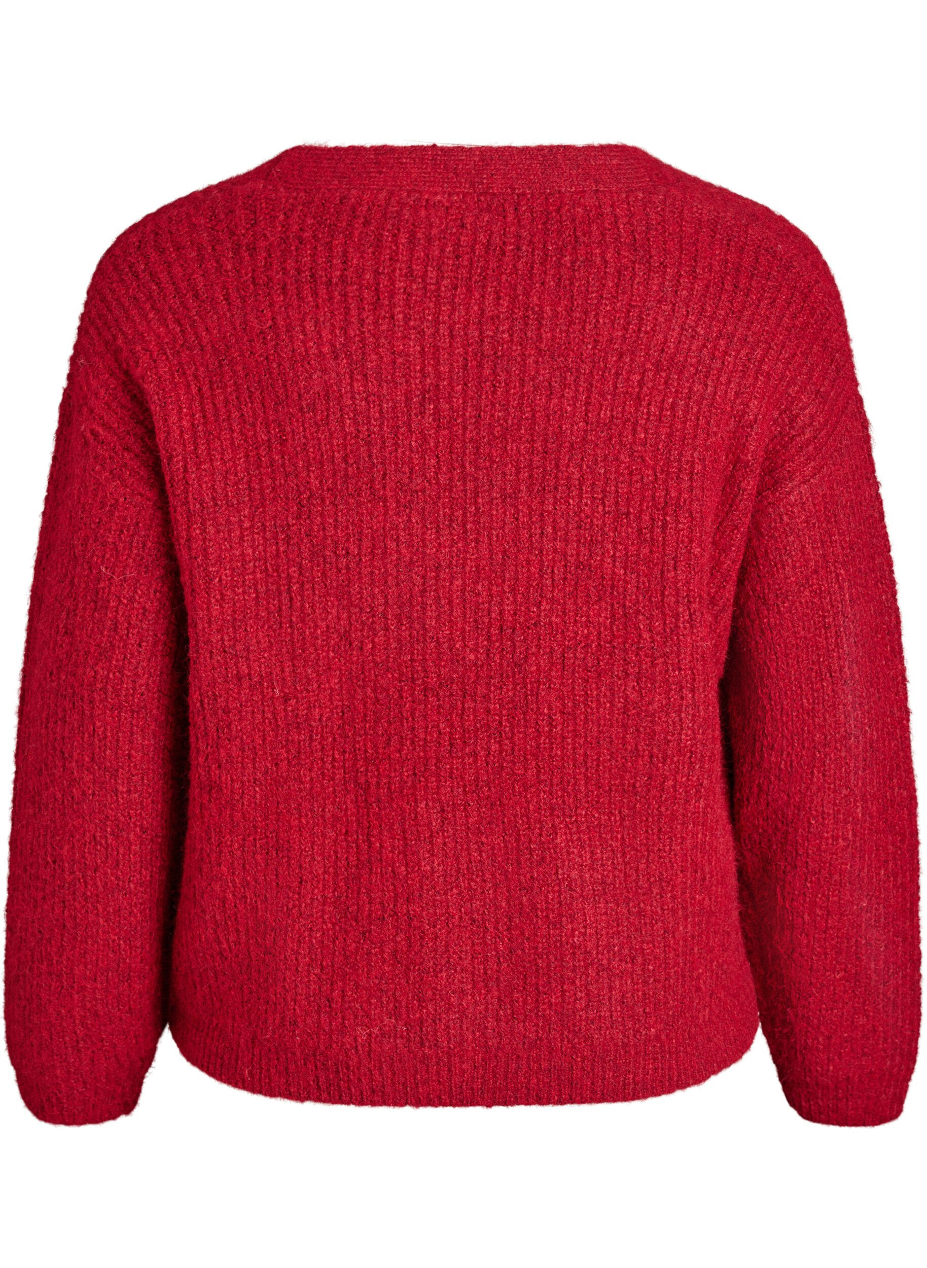 ZizziV-hals cardigan van breisel, Rood, Packshot image number 1