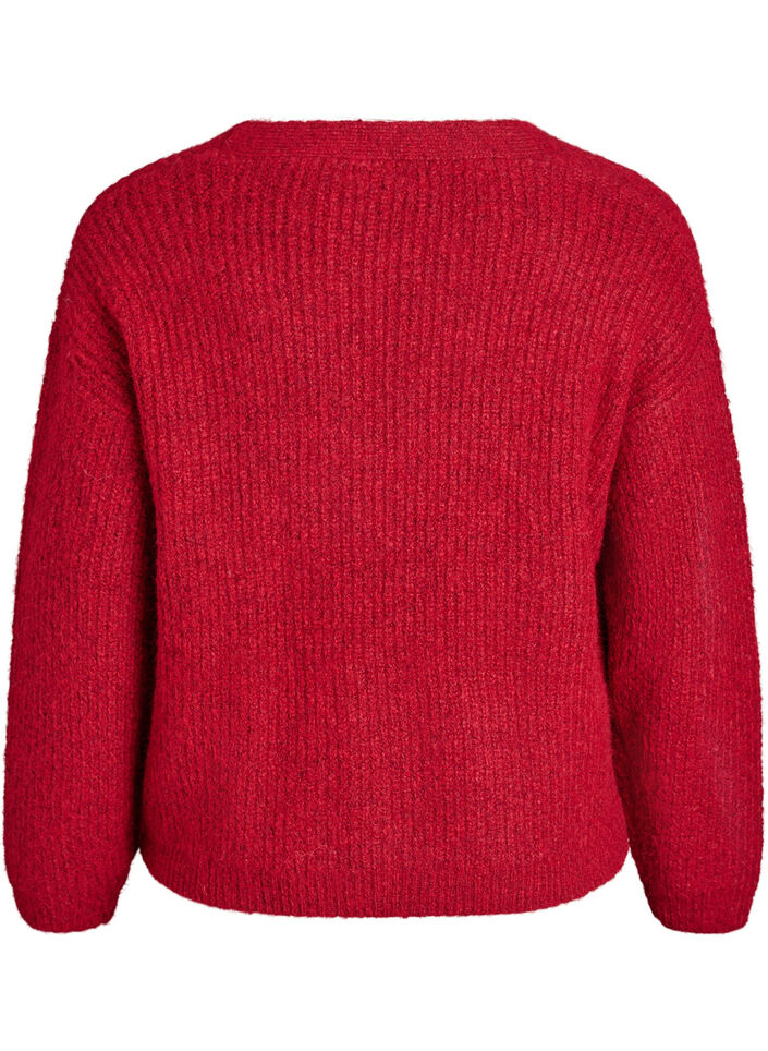 V-hals cardigan van breisel, Rood, Packshot image number 1