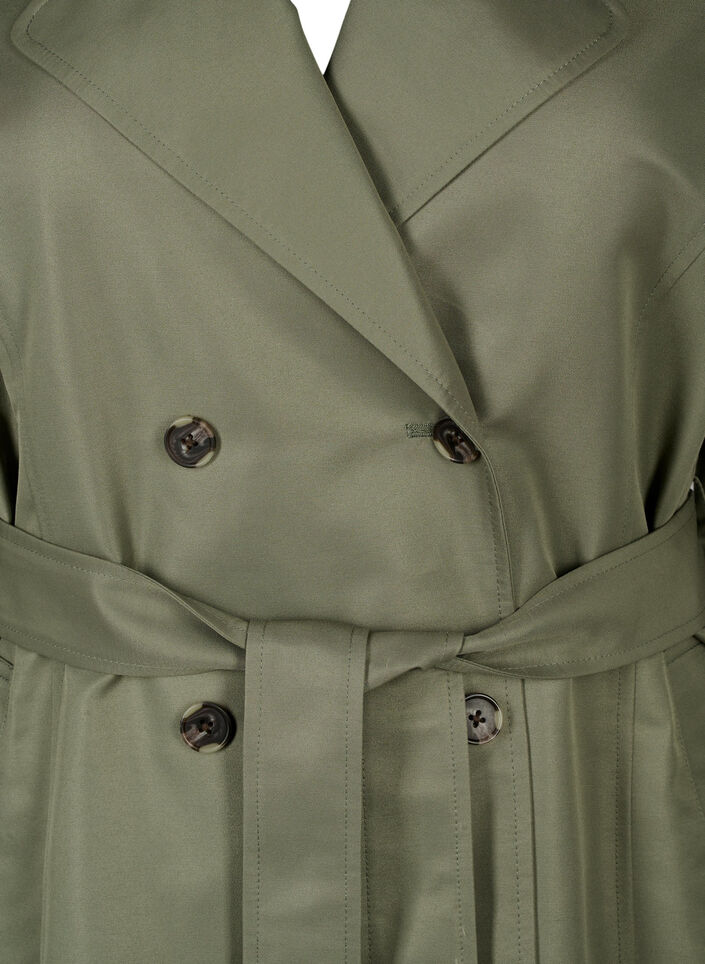 Korte trenchcoat met riem, Groen, Packshot image number 2