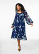 Chiffon feestjurk met lange mouwen, Blauw, Model image number 0
