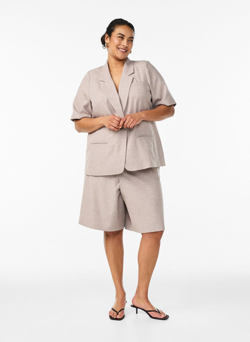 Losse Bermuda-shorts met hoge taille, Bruin, Model