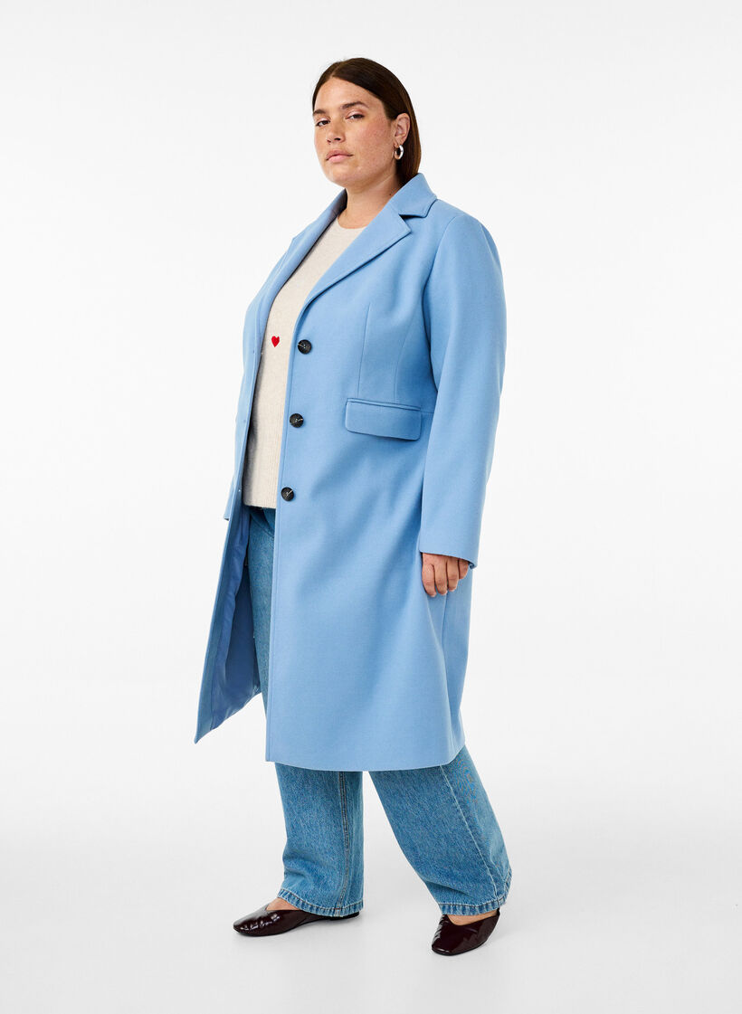 Lange jas met een split aan de achterkant, Della Robbia Blue, Model