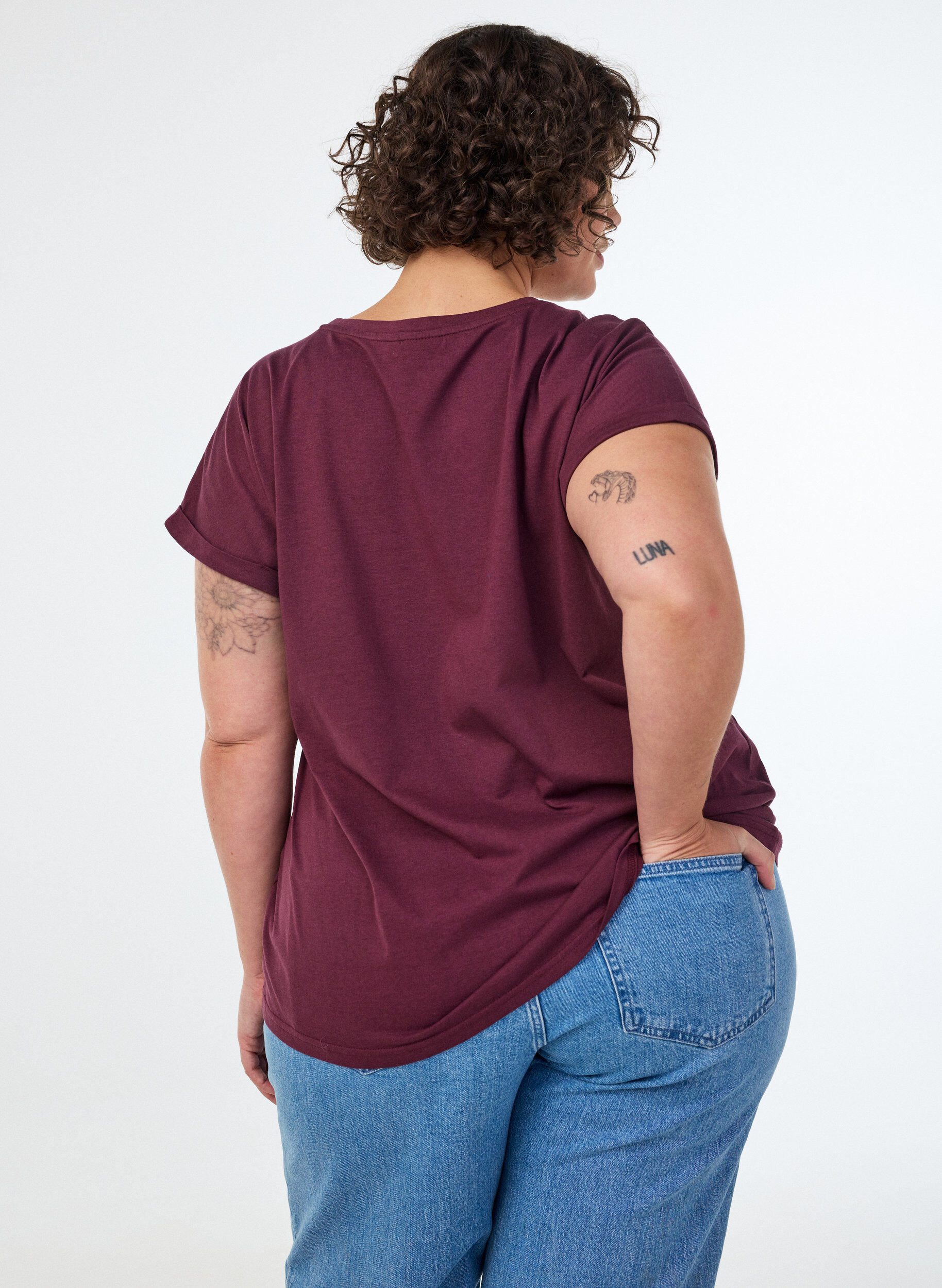 ZizziT-shirt met korte mouwen van katoenmix, Rood, Model image number 2