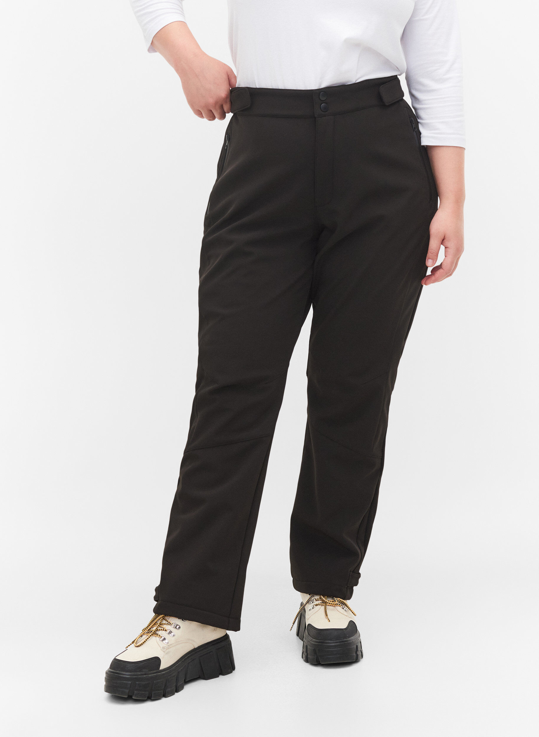 ZizziSoftshell broek met verstelbaar velcro, Zwart, Model image number 3