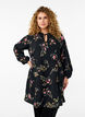 Jurk met bloemenprint en striksluiting, Zwart, Model image number 0