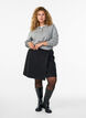 Wikkel mini rok met knoopdetails, Zwart, Model image number 1