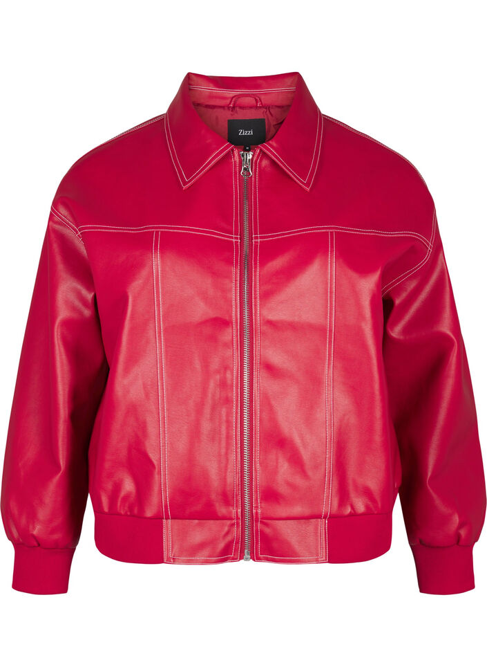 Imitatieleer bomberjack, Rhythmic Red, Packshot