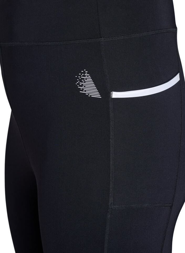 Running tights met lichte compressie en zijzakken, Zwart, Packshot image number 2
