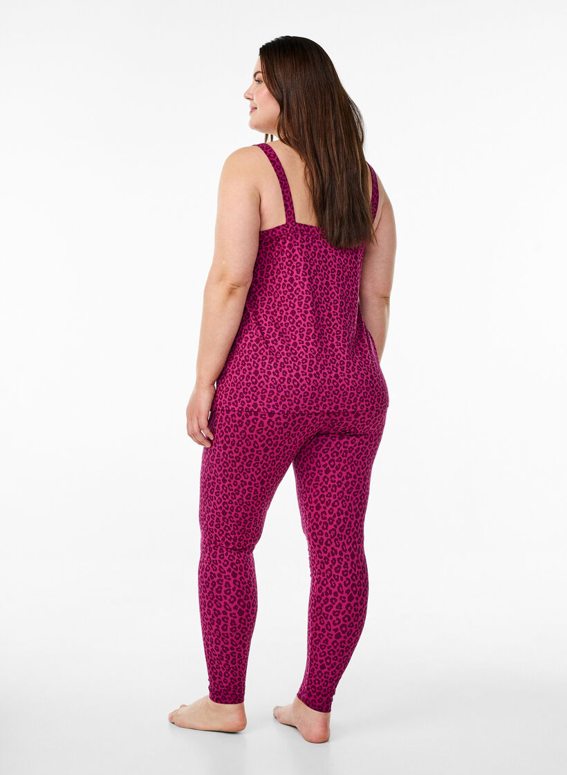Enkellange leggings in viscose stof, Roze, Model image number 1
