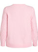 Gebreide blouse met kabelpatroon en ronde hals, Roze, Packshot image number 1