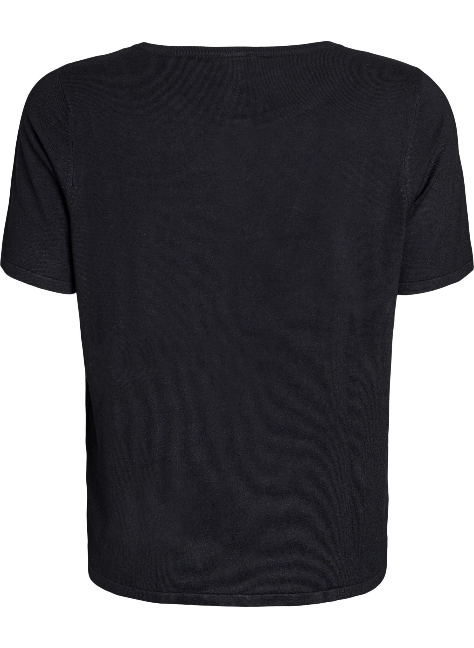 ZizziKort&auml;rmede gebreide vest van viscose, Zwart, Packshot image number 1