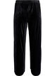 Veloursbroek met een high waist en wijde pijpen, Zwart, Packshot image number 1